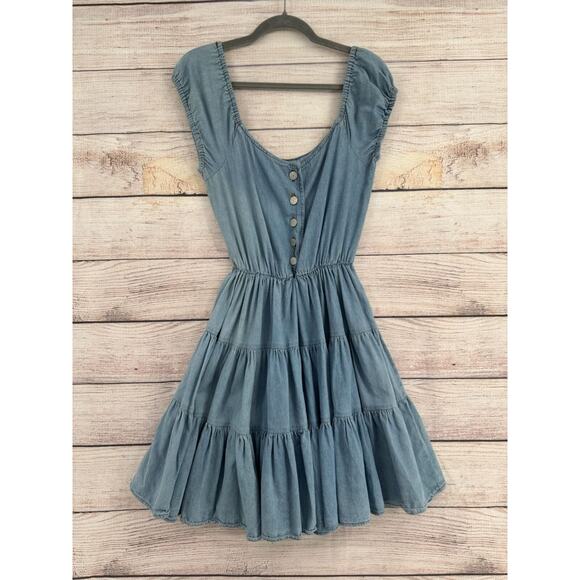 Vintage Blue Button Down Denim Dress Women's Size 5/6 Blue Light‎ Wash - Picture 1 of 13